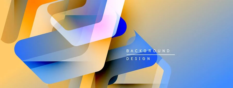 Abstract geometric shapes overlap, creating vibrant color gradients. Modern 库存插图