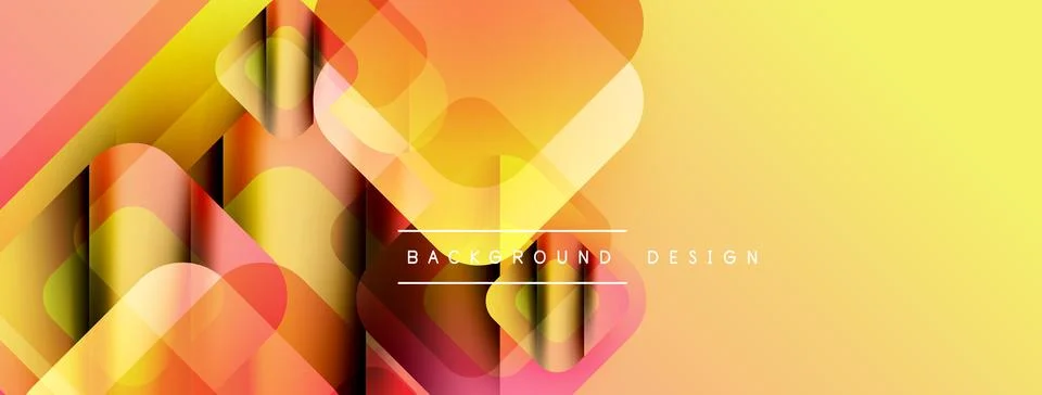 Abstract geometric shapes overlap, creating vibrant gradient effect. Yellow, 库存插图