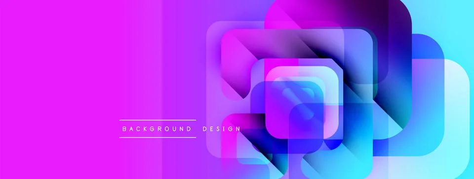 Abstract geometric shapes overlap, creating vibrant gradient effect. Pink, Illustrazione stock