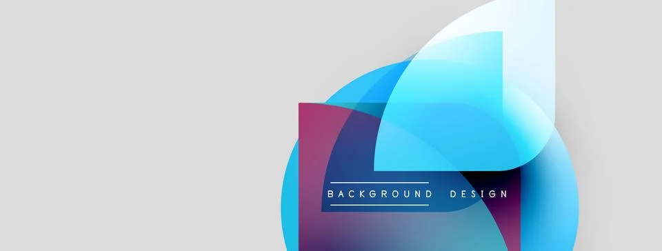 Abstract geometric shapes overlap, creating vibrant color gradients. Text reads 库存插图