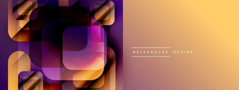 Abstract geometric shapes overlap, creating vibrant color gradients. Warm tones Illustrazione stock