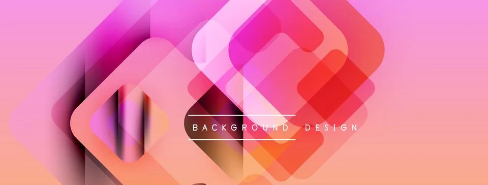 Abstract geometric shapes overlap, creating vibrant pink, orange gradients. 库存插图