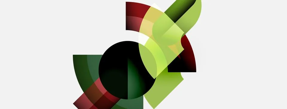Abstract geometric shapes overlap, creating dynamic composition. Colors include Stock Illustration
