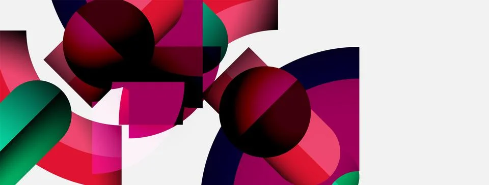 Abstract geometric shapes overlap, creating vibrant color gradients. Compos.. Stock Illustration