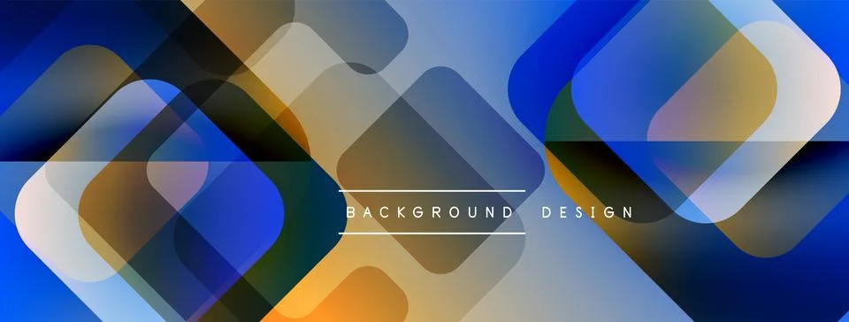 Abstract geometric shapes overlap, creating vibrant blue, orange tones. Modern 库存插图