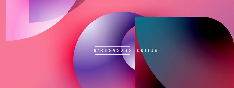 Abstract geometric shapes overlap, creating vibrant color gradients. Pink, 库存插图
