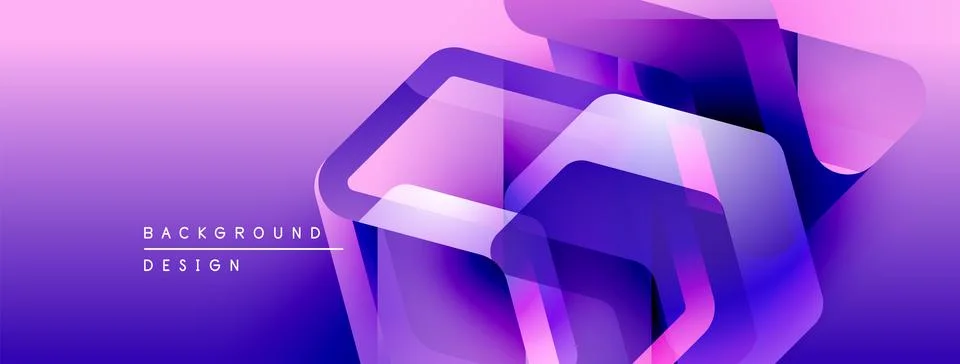 Abstract geometric shapes overlap, creating vibrant purple gradient. Modern Stock Illustration