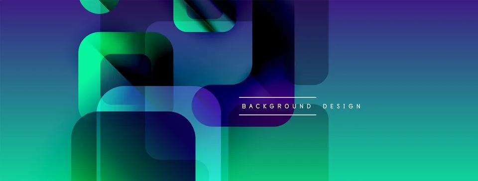 Abstract geometric shapes overlap, creating vibrant gradient effect. Blue, green 库存插图