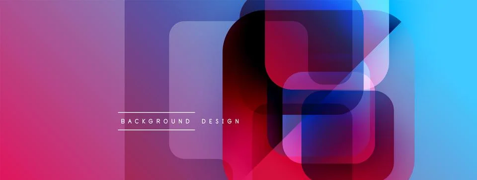 Abstract geometric shapes overlap, creating vibrant gradient effect. Pink, Illustrazione stock