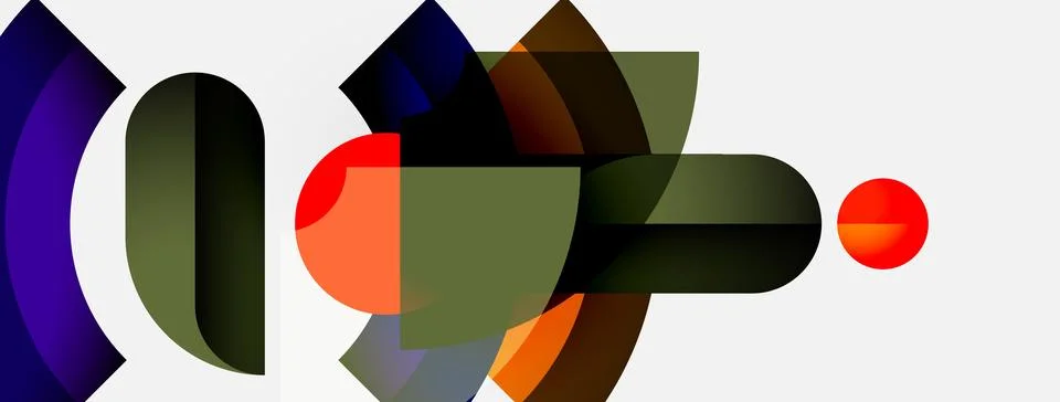 Abstract geometric shapes overlap, creating vibrant color blocks. Composition Stock Illustration