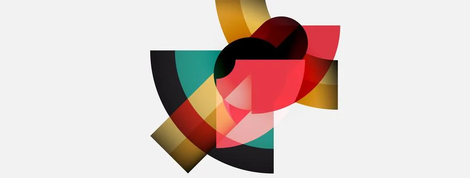 Abstract geometric shapes overlap, creating dynamic composition. Colors include Stock Illustration