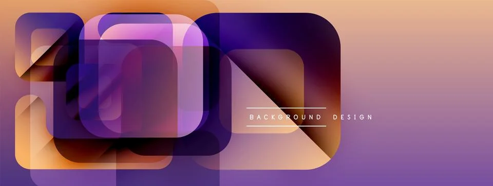 Abstract geometric shapes overlap, creating vibrant gradient effect. Soft purple イラスト素材