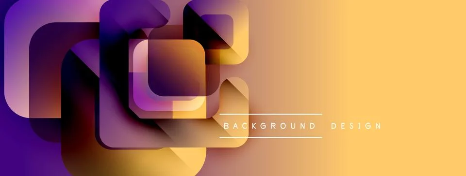 Abstract geometric shapes overlap, creating vibrant gradient effect. Yellow, Stock Illustration