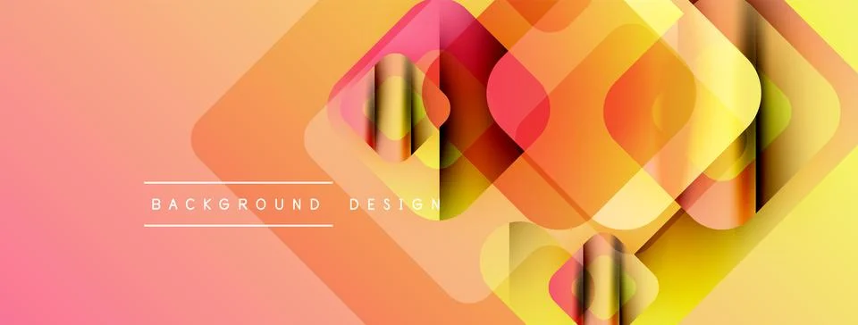 Abstract geometric shapes overlap, creating vibrant orange, yellow gradients. Stock Illustration