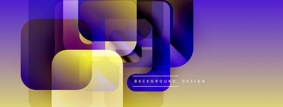 Abstract geometric shapes overlap, creating vibrant gradient effect. Yellow, 库存插图