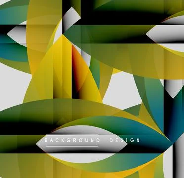 Abstract geometric shapes overlap, creating vibrant color gradients. Design Stock Illustration