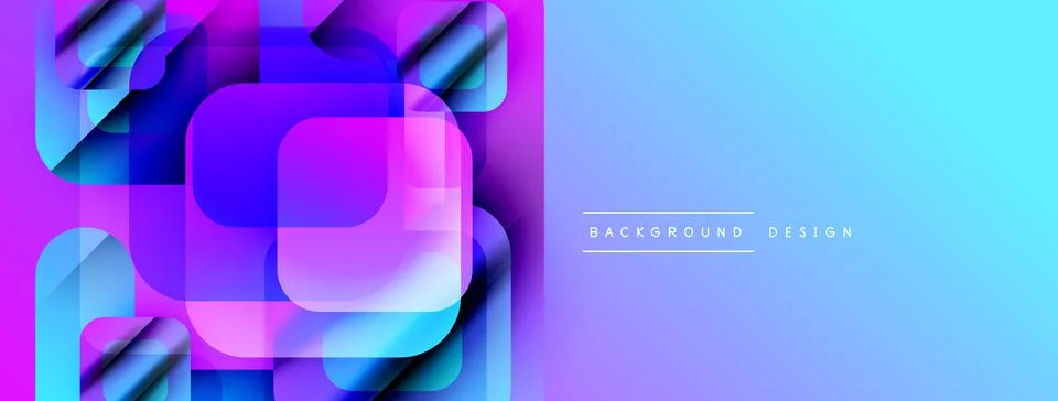 Abstract geometric shapes overlap, creating vibrant blue, purple gradients. Stockillustratie