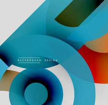 Abstract geometric shapes overlap, creating dynamic blue, red, white composition Illustrazione stock
