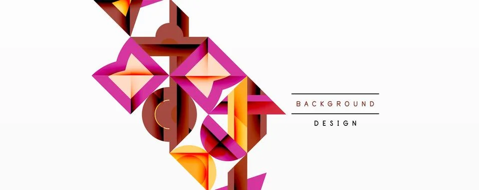 Abstract geometric shapes overlap, creating dynamic composition. Warm colors Stock Illustration