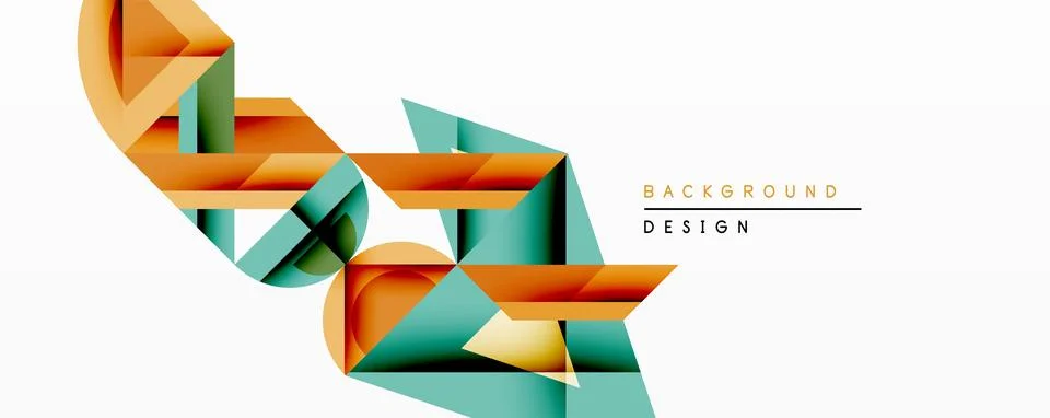 Abstract geometric shapes overlap, creating dynamic composition. Orange, teal 库存插图