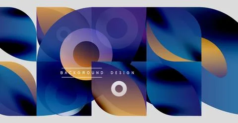 Abstract geometric shapes overlap, creating vibrant color gradients. Blue, Stockillustratie