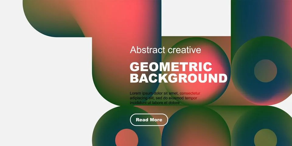 Abstract geometric shapes overlap, creating vibrant color gradients. Text Stock Illustration