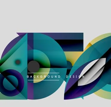 Abstract geometric shapes overlap, creating vibrant color gradients. Modern Stockillustratie
