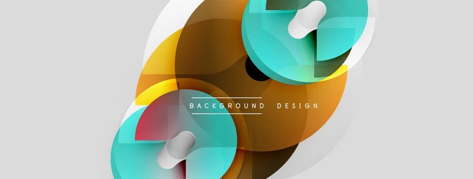Abstract geometric shapes overlap, creating dynamic visual effect. Warm, cool Stock Illustration