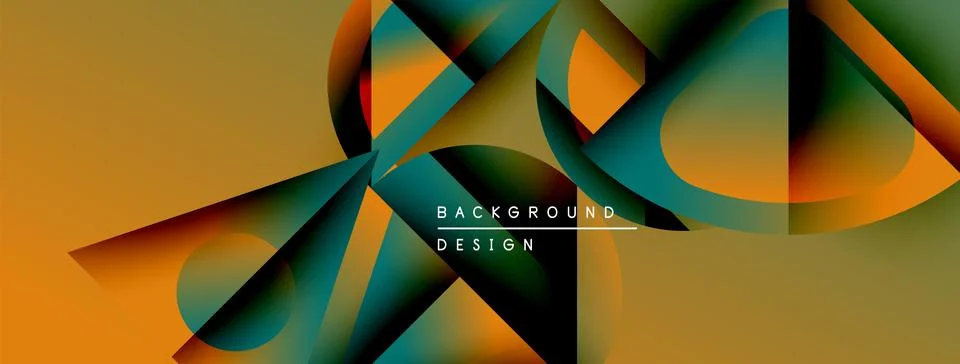 Abstract geometric shapes overlap, creating dynamic visual effect. Warm colors 库存插图