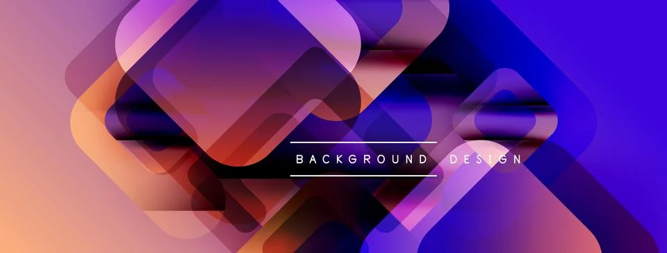 Abstract geometric shapes overlap, creating vibrant gradient effect. Colors Illustrazione stock
