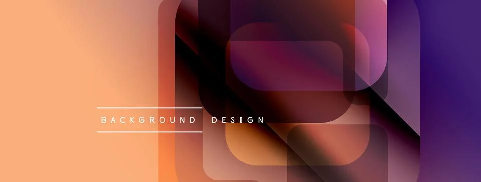 Abstract geometric shapes overlap, creating vibrant color gradients. Peach, Illustrazione stock