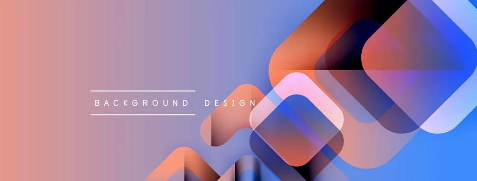 Abstract geometric shapes overlap, creating vibrant gradient background. Soft Stock Illustration