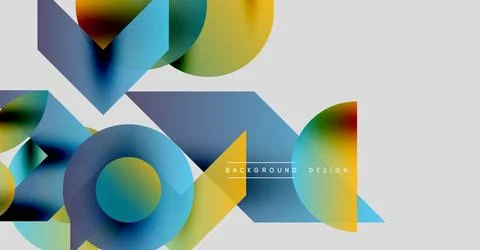 Abstract geometric shapes overlap, creating vibrant color gradients. Modern 库存插图