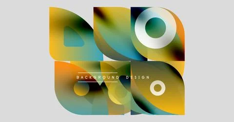 Abstract geometric shapes overlap, creating vibrant colorful design. Modern Stock Illustration