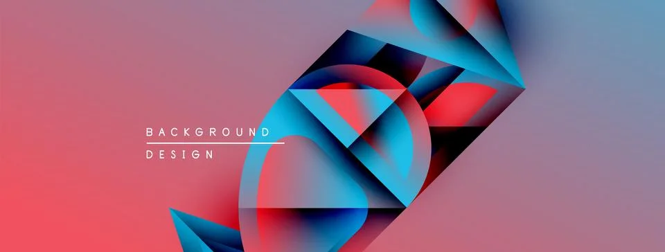 Abstract geometric shapes overlap, creating vibrant pinkblue gradient. Modern 库存插图