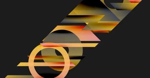 Abstract geometric shapes overlap, creating dynamic composition. Warm colors 库存插图