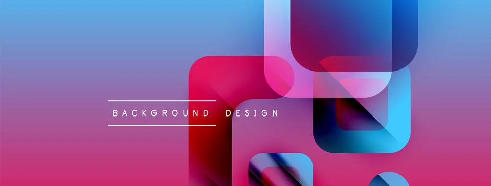 Abstract geometric shapes overlap, creating vibrant pink, blue gradients. Text Illustrazione stock