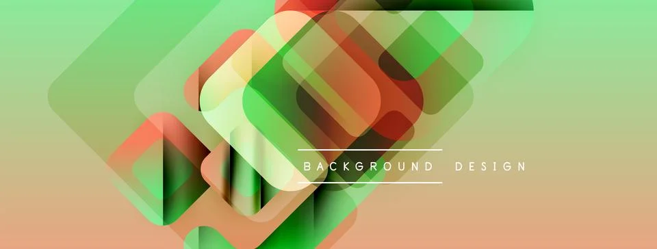 Abstract geometric shapes overlap, creating vibrant gradient background. Soft Illustrazione stock