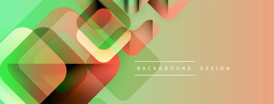 Abstract geometric shapes overlap, creating vibrant gradient background. Modern Stock Illustration