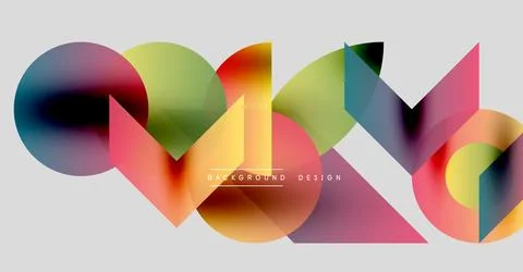 Abstract geometric shapes overlap, creating vibrant colorful design. Soft Stockillustratie
