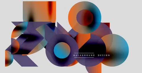 Abstract geometric shapes overlap, creating vibrant color gradients. Composition 库存插图