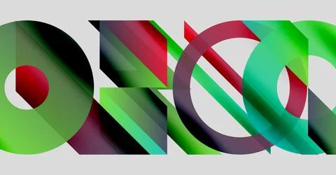 Abstract geometric shapes overlap, creating vibrant color gradients. Design 库存插图