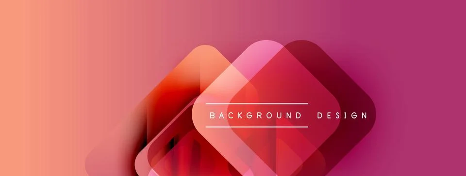 Abstract geometric shapes overlap, creating vibrant pink, red gradient. Text Stockillustratie