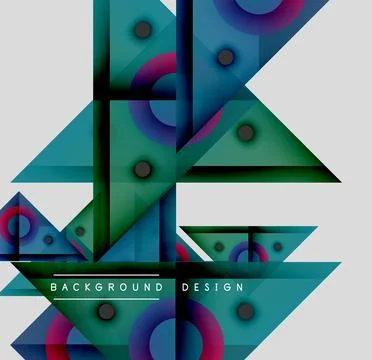Abstract geometric shapes overlap, creating vibrant layered design. Teal, purple イラスト素材