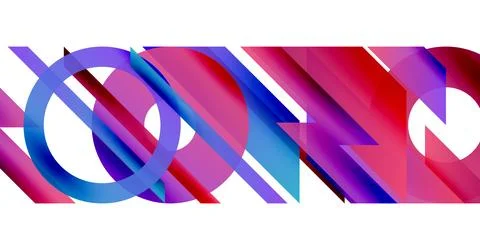 Abstract geometric shapes overlap, creating vibrant color gradients. Composition Stock Illustration