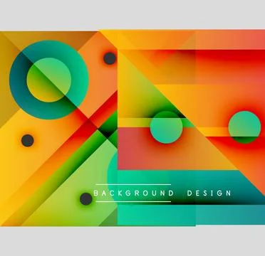Abstract geometric shapes overlap, creating vibrant color gradients. Yellow, red 스톡 일러스트
