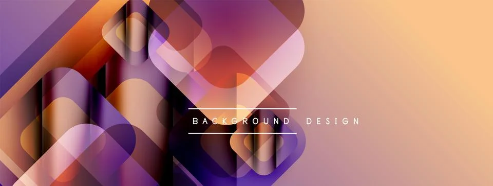 Abstract geometric shapes overlap, creating vibrant gradient effect. Warm tones Ilustração Stock