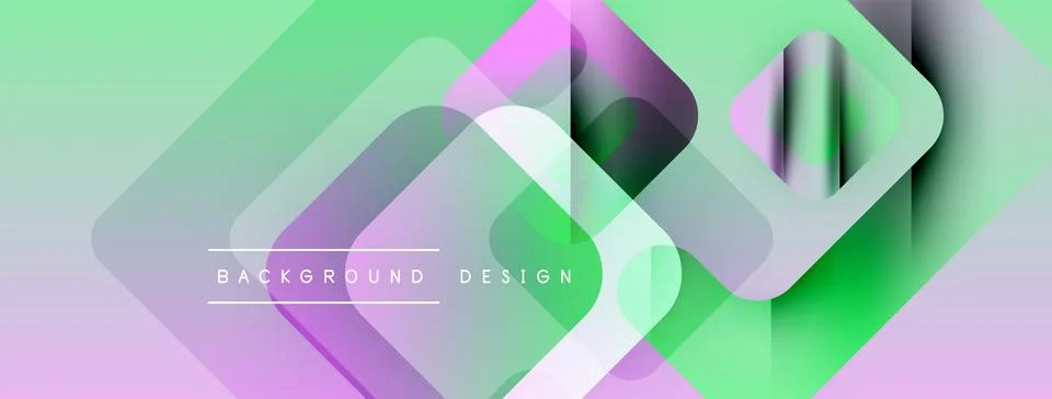 Abstract geometric shapes overlap, creating vibrant gradient background. Soft Stock Illustration