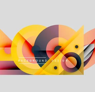 Abstract geometric shapes overlap, creating vibrant color gradients. Yellows, Illustrazione stock