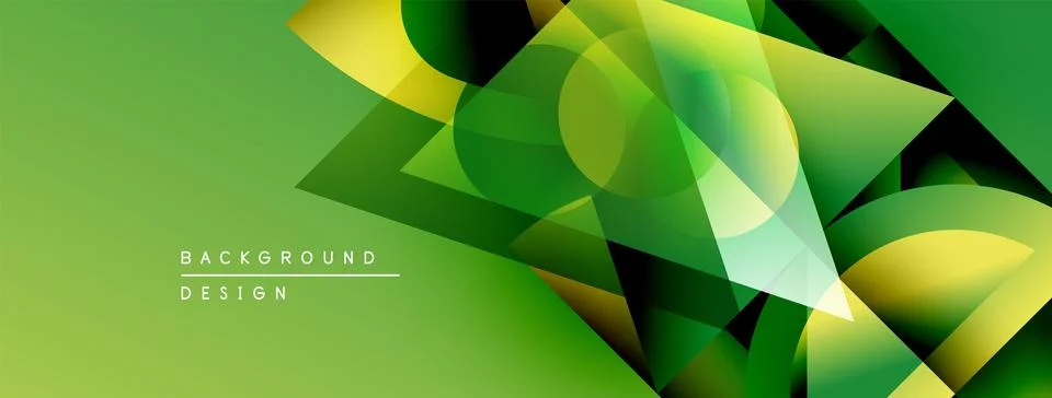 Abstract geometric shapes overlap, creating vibrant green gradient background. 스톡 일러스트